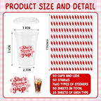 Pink Soda Theme Baby Shower Cups with Straws, 50 Pcs 12 oz Disposable Plastic Cups with Bar Sign, Pregnancy Announcement, Weddings, Bridal Showers and Bachelorette Party Supplies - Image 3
