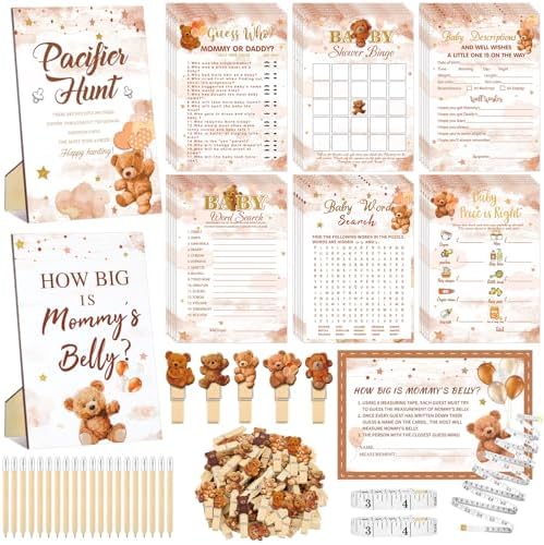 Funnymoom 426 Pcs Baby Bear Shower Games Set for Boy Girl, 8 Games by Funnymoom