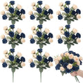 Zeyune 8 Pack 12 Inch Artificial Rose Bouquet, Navy Blue and Champagne by Zeyune