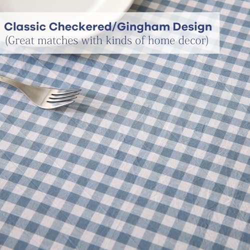 Dust Blue White Gingham Tablecloth Round Dia.70“ - Image 6