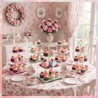 8 Pcs 3 Tier Serving Tray Cupcake Stand, Square, White, Pink, Green - Image 3