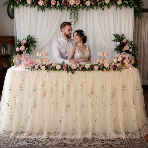 Wildflower Tulle Table Skirt, Boho 6ft Bridal Baby Shower Party Decor - Image 6