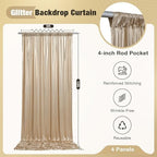 20x10FT Champagne Sequin Backdrop Curtain for Party - 4 Panels 5x10FT Wrinkle-Free Shimmer Drapes for Birthday, Wedding, Christmas, Decorations & Photography - Image 5
