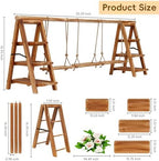 Wooden 3 Tier Cupcake Stand with Artificial Flower Vine Hanging Swing Trays Foldable & Removable Design for Birthday Wedding Catering Baby Shower Party - Image 2