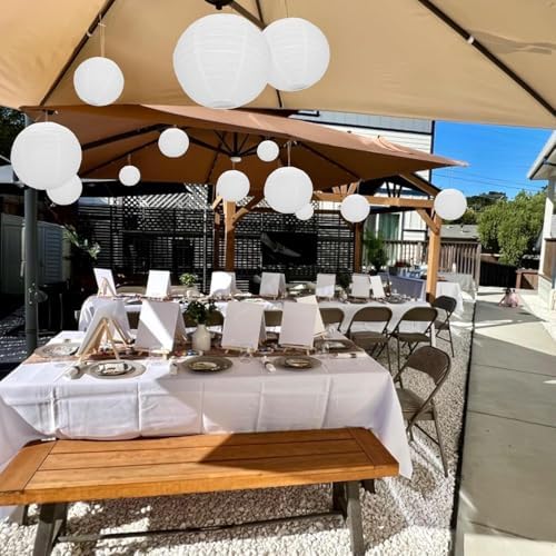 20pcs White Paper Lanterns Hanging Ball Lanterns for Birthday Wedding Bridal Baby Shower Art Class Home Outdoor Indoor Party Decoration - Image 2