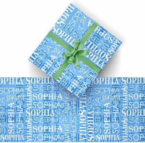 AOFUN Personalized Wrapping Paper with Name/Text Cute Gifts For Best Friends Best Wrapping Paper Christmas Mens Wrapping Paper Christmas 3 Rolls 58"" x 23"", Style 11 - Image 2