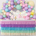 Table Skirt Rainbow Unicorn 14ft Ruffle Rectangle Tablecloth for Birthday Party Baby Shower Parties Decorations by Jevix