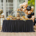 Black Tulle Tablecloths for 6 Foot Rectangular Tables 6ft Black Table Cloth Rectangle Wrinkle Free Stretch Spandex Table Cover with Tutu Skirt for Wedding Birthday Party Banquet Buffet Tradeshow by Suppromo