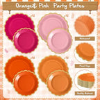 Mimorou 338 Pcs Pink and Orange Plates and Napkins Party Supplies - Image 4
