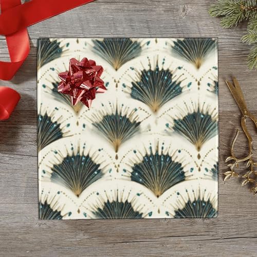 pnyoin Merry Christmas Wrapping Paper Roll,Oriental Fan Print Gift Wrap Perfect for Xmas,Birthday,Weddings, Brides, Holidays, Baby Showers，58 x 23 inches,3 Roll - Image 4