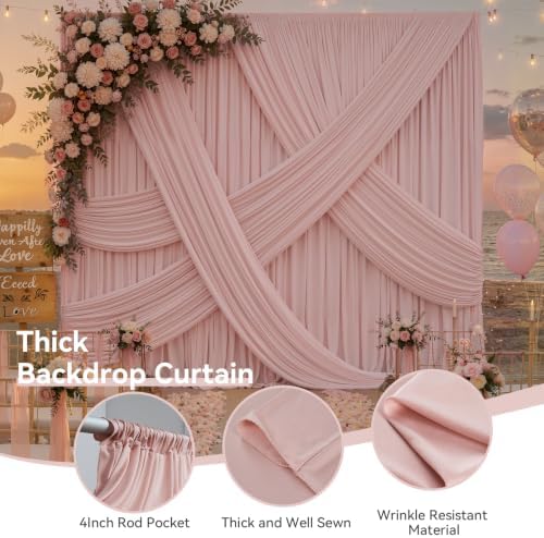 10FTx12FT Dusty Pink Backdrop Curtains for Weddings, Birthdays and Photos - Image 2