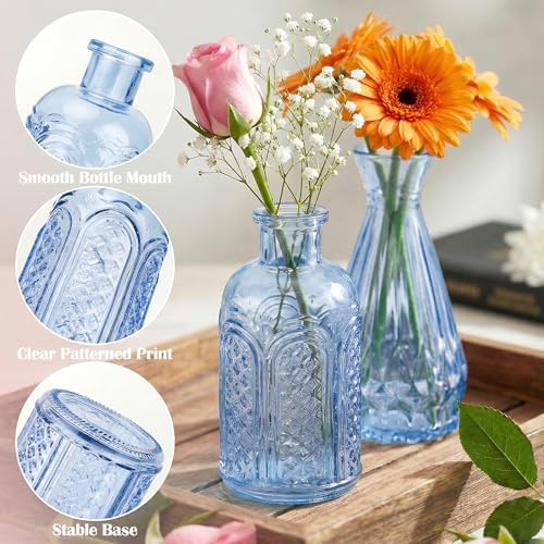 Glass Bud Vases in Bulk Small Mini Blue Vase for Flowers 17pc - Image 4