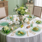 Rubtlamp 350 Pcs Green Plastic Dinnerware Set, Green and Gold Plastic Plates, Hammered Party Plates Include Dinner Platos, Dessert Platos, Cups, Gold Cutlery Set And Napkins for Party - Image 5