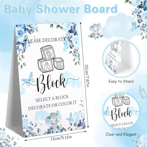 Marsui 136 Pcs Baby Shower Blocks to Decorate Game Kit, Blue Butterfly - Image 4