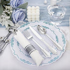 DaYammi 350PCS White and Blue Plastic Dinnerware Set for 50 Guests - Image 3