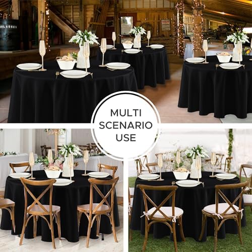 Fitable 8 Pack Black Round Tablecloths 120 Inch for 48"-96" Tables - Image 5
