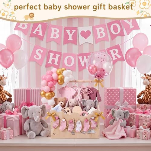 Pink, Wooden Baby Shower Crate Closet,Hollow - Image 6