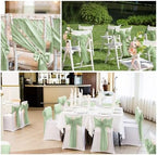 YMHPRIDE 60 PCS Sage Green Satin Chair Sashes, 7x108 Inch Ties Chair Bows - Image 7