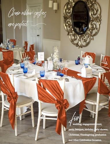 fani 120 PCS Satin Chair Sashes, 7x78 Inch, Terracotta - Image 6