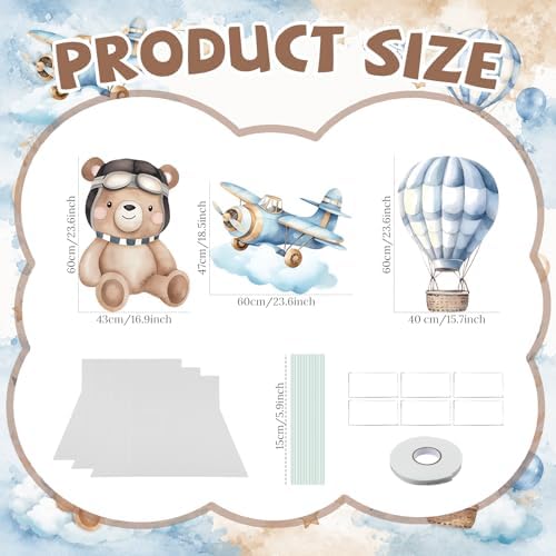 3 Pcs Airplane Baby Shower Birthday Decorations Large Cutouts Gender Reveal Sign 1st Birthday Party Centerpieces for Baby Shower Party Supplies Photo Booth Props Backdrops Decor - Image 2
