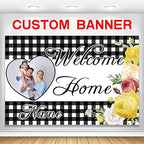 Custom Sunflower Welcome Home Banner - Military Homecoming Yard Sign (6x9ft) by AUBAO