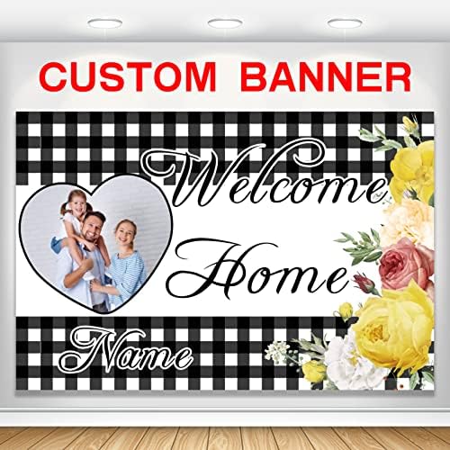 Custom Sunflower Welcome Home Banner - Military Homecoming Yard Sign (6x9ft) by AUBAO