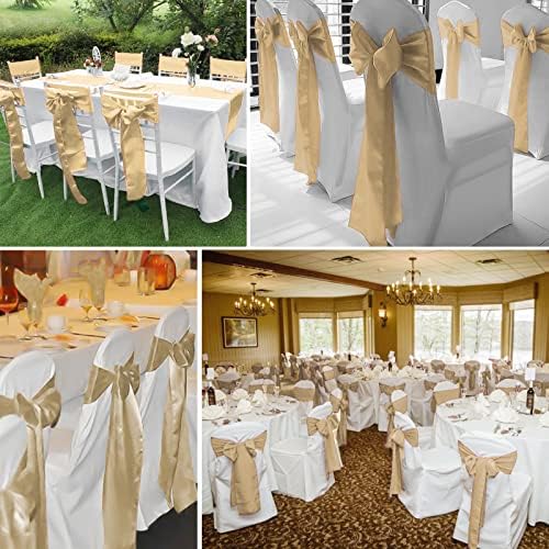 fani Champagne Satin Chair Straps Bows,120 PCS 7x108 Inch,Chair Sash - Image 6