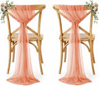 Pack of 100 Chiffon Chair Sashes for Wedding & Event Décor - Coral Peach by MDS