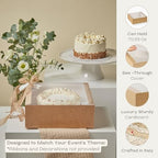 Pack of 5 Bakery Boxes with Window (9.84" x 9.84" x 3.54") - Ideal for Cake, Pies, Donut and Muffins - Natural Brown - Image 3