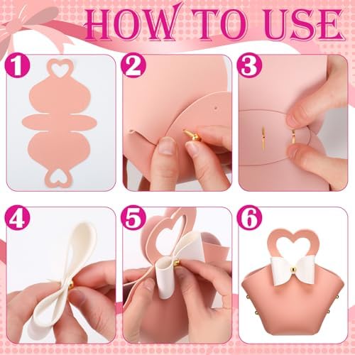 Sweetude 24 Set PU Leather Heart Purse Gift Bag with Handles, Cute Style - Image 3