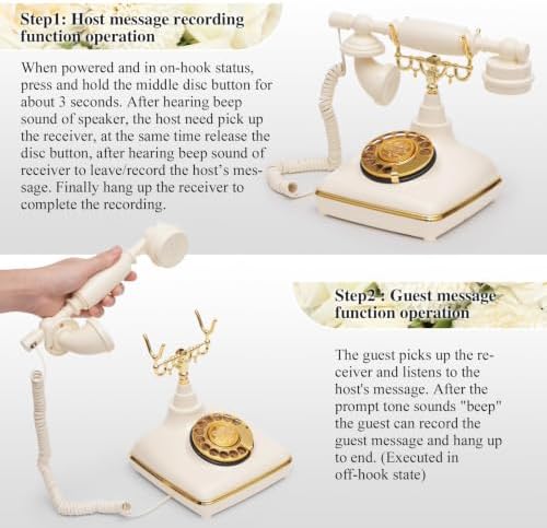 UKBW Audio Guest Book Wedding Phone, Audio Phone Guestbook, Record Audio Messages with Guestbook, Guestbook Alternative for Wedding, Birthday Party, Baby Shower, Anniversary, Engagement(Beige) - Image 5