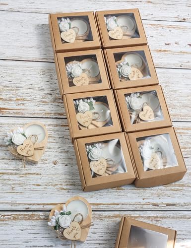 50 Pcs Wooden TeaLight Set with Heart Candle Holder for Wedding Favors for Guests, Christmas Party Favors, Birthday Party Favors, Return Favors, Bridal Shower Favors.(50 pieces) - Image 2