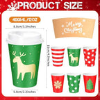 Mimorou 60 Pcs Christmas Disposable Coffee Cups with Lids and Sleeves 12oz Snowflakes Paper Drinking Cups for Xmas Holiday Party Restaurant Business Supplies - Image 2