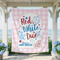 Personalized Red White and Due Baby Shower Banner, Custom Patriotic Backdrop, Pink Gingham Party Decoration, American Theme Welcome Tapestry, Gender Reveal Photo Booth Sign, Fourth of July Decor by Unknown