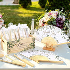 Aneco 50 Pieces Floarl Wedding Hand Fans Greenery Handheld Paper Foldable Fans by Aneco