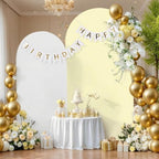 White & Beige Arch Backdrop Cover 7.2 & 6FT, Double Sided Arch Covers Stretchy Backdrop with Zipper Set of 2 Spandex Chiara Stand Cover for Wedding Birthday Party Baby Shower Banquet by HICYOO