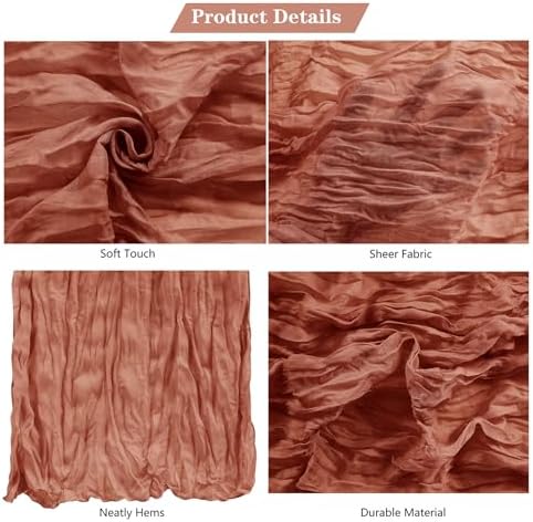 30 Pack Terracotta Cheesecloth Table Runner 9FT Rustic Sheer Table Runners 17x108 Inch Gauze Boho Runner for Wedding Bridal Baby Shower Birthday Party Table Decorations - Image 4