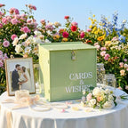 AerWo Sage Green Wedding Card Box, Acrylic Gift Card Box for Wedding Decor - Image 6