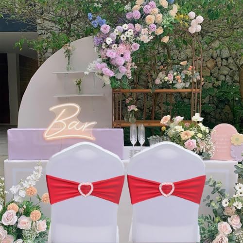 Red Chair Sashes 60 Pack Spandex Red Sashes for Chairs with Heart Buckle - Image 5