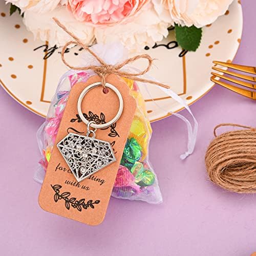24 PCS Siliver Diamond Shape Keychain Diamond Ring Key Chains for Party Decoration Wedding Souvenirs Key Rings for Bridal Shower Wedding Return Gift Souvenirs for Guests Theme Party Decorations - Image 5