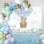 9x6FT Baby Shower Backdrop We Can Bearly Wait Blue Bear Hot Air Balloon Photography Background Newborn Baby Shower Party Decorations Banner Photo Booth Props - Image 3