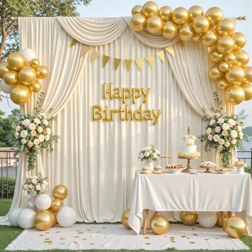 20x8ft Beige Backdrop Curtain for Parties Wrinkle Free Fabric Backdrop Curtain Wedding Photo Backdrop Drapes for Birthday Party Baby Shower Bridal Shower Photography Back Drop 4 Panels 5x8FT - Image 3