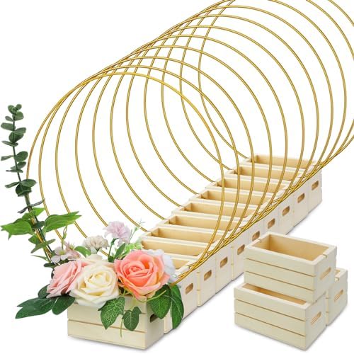 FoldTier 24 Pcs 14 Inches Metal Floral Hoop Centerpiece with Tables Stand by FoldTier