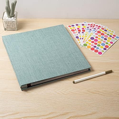 Large Photo Album Self Adhesive for 4x6 8x10 Magnetic Scrapbook Album DIY 60 Black Sticky Pages Linen Cover Photo Album(Green) - Image 6