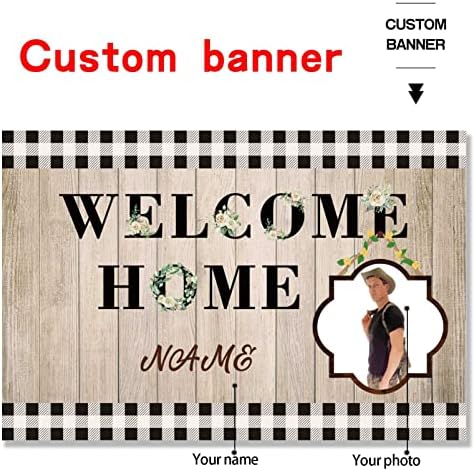 Custom Welcome Home Banner Decoration,Welcome Back Home Yard Sign for Outdoor Decor, Military Homecoming Deployment Returning Party Supplies(5x7.5ft) - Image 2