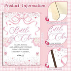 Trelaco 12 Pcs Pink Bow Themed Baby Shower Game Bottle Chug Wooden Sign Set - Image 3