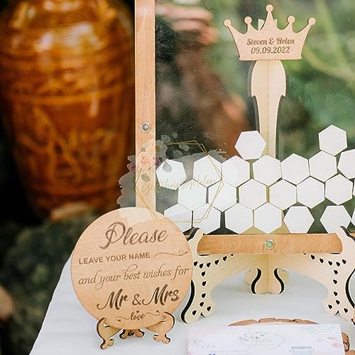 Wedding Guest Book Alternative Drop Box - Personalized Wooden Frame Crown - Image 3