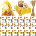 50 Pcs 1oz Small Glass Jars with Lids Mini Honey Jars with Wood Dipper, Bee Charms, Golden Gift Bags, Jutes, and Tags with Golden Lids for Baby Shower, Wedding, and Party Favors by Gueevin