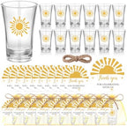 Funnymoom 50 Sets Sun Party Favors Sunshine Shot Glasses Baby Shower Party Decorations Acrylic Clear Shot Glasses Thank You Tags with Organza Gift Bag by Funnymoom