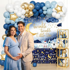Twinkle Twinkle Little Star Baby Shower Decorations, Blue Stars and Moon Party Decoration with Balloons Garland Baby Boxes Backdrop Tablecloth - Image 6